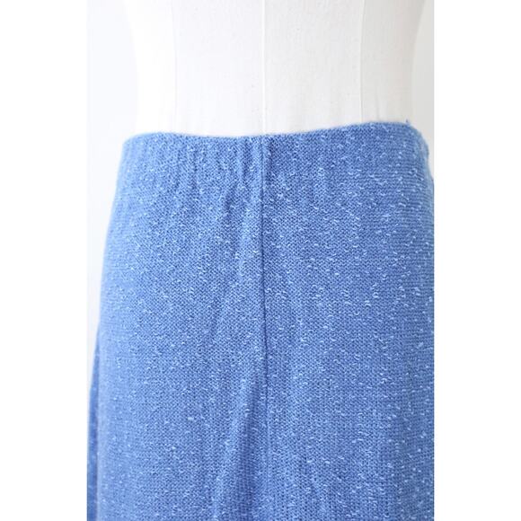 Vintage 1970s It's Pure Gould Nubby Knit Midi Skirt Blue Elastic Waist - Picture 6 of 9